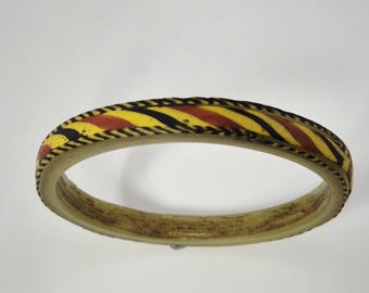 Historical glass bangle with colored glass decoration, Arabian region, Schmuckrausch Vintage 0119