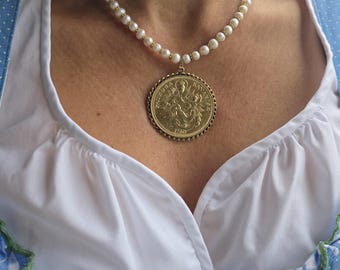 Vintage Patrona Bavariae Halsband – Oktoberfestpärlhalsband – Bayerska Dirndl-smycken I SR1494