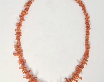 Branch coral necklace Sardinia salmon orange Corallium rubrum Jewelry Rush Vintage 0189