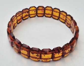 Art Deco bracelet made of flashed Baltic amber | Cognac | Elastic | Germany around 1930 | 8.88gI 1449