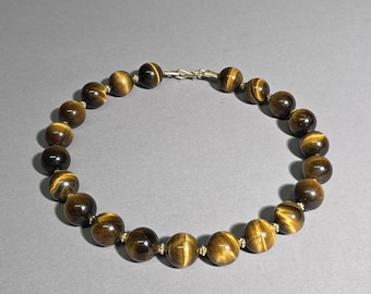 Natural Tiger Eye Necklace 16 mm Vintage Bali Sterling Silver 132g Schmuckrausch Vintage I SV1420
