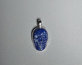 Skull Pendant Lapis Lazuli Silver 925 Skull Jewelry Rush Vintage 0331