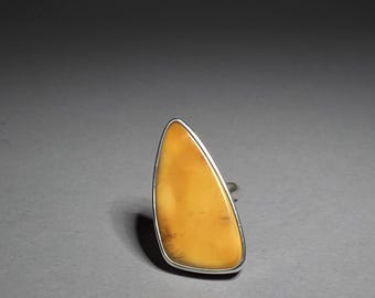 Butterscotch Amber Statement Ring Sterling Silver Size 60 Handmade Schmuckrausch Vintage I 0961