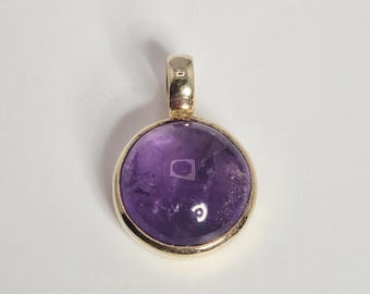 Amethyst pendant, silver gilt, cabochon, handmade, Schmuckrausch vintage 1725