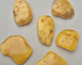 6 Butterscotch Amber Stones | Old Stock | Polished with Patina & Shine | 45.4g | Ideal for further processing I 1464