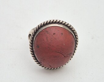 Silver ring Tribal Spirit 925 • Antique Jatim pearl red • Unique piece vintage 1990s • Ethnic jewelry with history I 1524