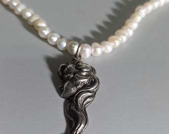 Antique Art Nouveau Lady Necklace with Freshwater Pearls – Bavarian Trachten and Oktoberfest Jewelry I SR0037