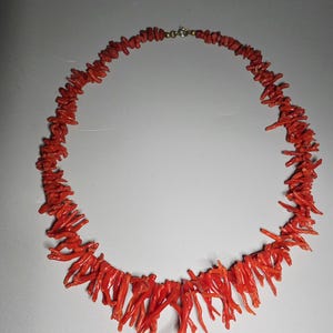 Collier en corail, corail branchu, Méditerranée, Italie, 1950, non traité, 52 cm, 51,18 g, Schmuckrausch Vintage 0549