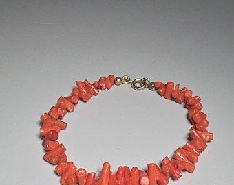 Coral Bracelet Mediterranean Branch Coral Italy Vintage 19 cm Schmuckrausch Vintage 0552