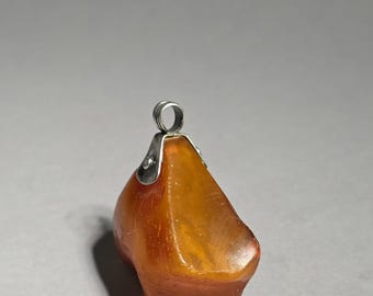 Antique Baltic Amber Pendant Butterscotch Honey Cognac 925 Silver Germany 1930 – Schmuckrausch Vintage 1578