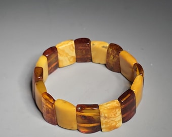Amber bracelet, butterscotch cognac bone, Art Deco, 20 mm, 18.92 g, vintage jewelry frenzy.