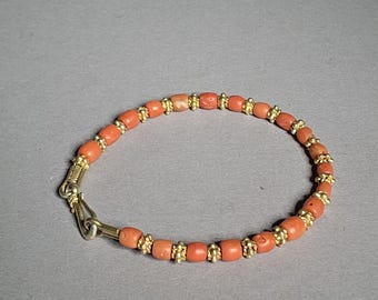 Coral bracelet 19.5 cm | Mediterranean coral Corallium rubrum | Italian vintage | Red bracelet | Schmuckrausch Vintage 0676
