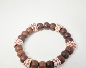 Rudraksha bracelet with antique Murano millefiori trade beads, elastic, approx. 21 cm, 12 mm glass beads, Schmuckrausch Vintage 0357