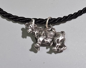 Vintage Alpine Cow Necklace 835 Silver | Allgau Bavarian Dirndl Jewelry | Oktoberfest Costume Home Cow Pendant I SR2003