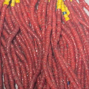 Antik Seedbead Barnhalsband, 27-trådiga röda glaspärlor, etnografiska Himalaya-smycken, Schmuckrausch Vintage 0055 bild 4