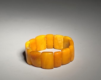Baltic Amber Bracelet Butterscotch Caramel 24 mm 25.23g Art Deco Jewelry Rush Vintage 0788