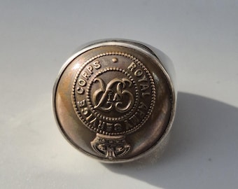 Royal Navy Service Corps signet ring made of 925 silver with antique uniform button – Men's ring size 64 – Tribal Spirit – Schmuckrausch Vintage 1861