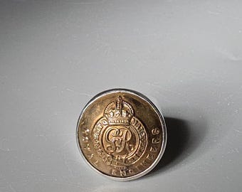 Silver signet ring, uniform button, The King’s Own Yorkshire Light Infantry WW1, size 58, Tribal Spirit 1244