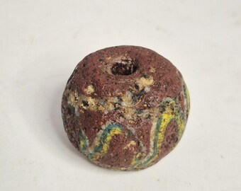 Antique glass bead, Gabri bead, Afghanistan, Islamic period, 20.4 mm, 9.42 g – Schmuckrausch Vintage 0353