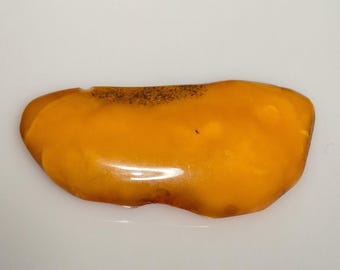 Large antique amber pin – butterscotch – 1920s–30s – brooch with bark imprint – 15.5g – 71mm – Schmuckrausch VintageI 1475