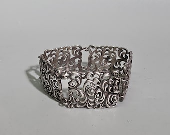 Vintage Bavarian Bracelet 835 Silver | Wide Floral Dirndl Jewelry | Oktoberfest Tracht German Folk Homeland Bracelet I SR2001