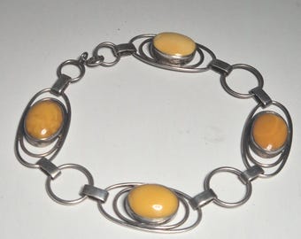 Bracelet Amber Butterscotch Fischland 835 Silver Germany Vintage 921