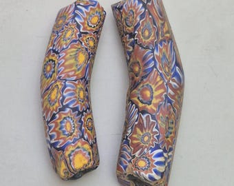 2 Millefiori Elbow Beads • Trade Beads • 57mm & 49mm • 36g • Antique Trade Beads • African Trade • Colorful Glass • Collection I 1646