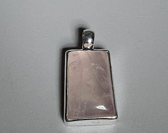 Rose quartz pendant, 925 silver, handmade, circa 2010, unique piece, Schmuckrausch Vintage 1518