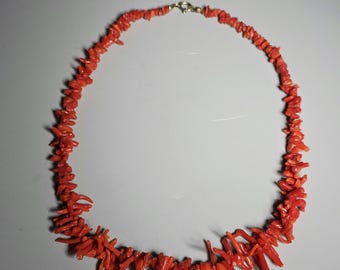Vintage Coral Necklace, Italy, 1950s, Natural Coral, Red Jewelry, Tribal Spirit Gallery 0487