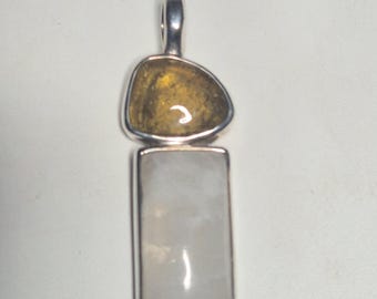 Pendant Tourmaline Rainbow Moonstone Silver 925 Unique 83