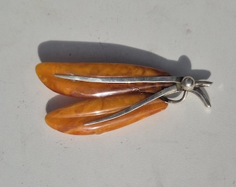 Antique amber brooch butterscotch 935 silver SBM Königsberg around 1930 Schmuckrausch Vintage 1643