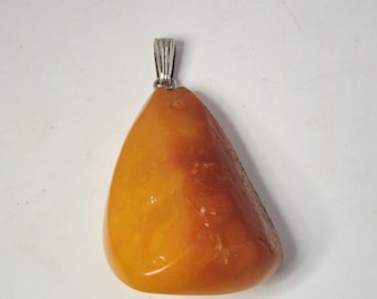 Amber pendant, butterscotch bone, 925 silver, circa 1930, Schmuckrausch Vintage SR0327