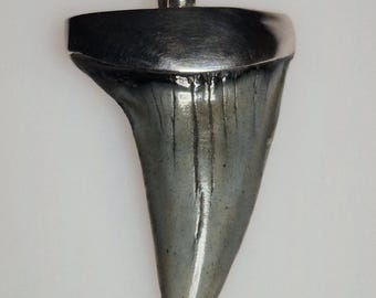 Mako shark tooth pendant – Tribal Spirit – dark enamel & black root – 925 silver – South Carolina 1703