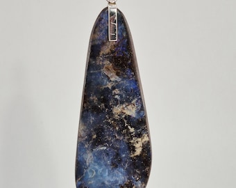 Giant Boulder Opal Pendant Australia Queensland Blue Green 925 Silver Jewelry Rush Vintage 1363