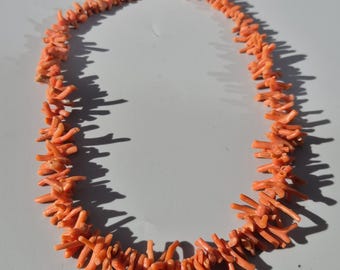 Vintage branch coral necklace, Italy 1950s, genuine Mediterranean coral, orange, gold-plated spring ring, vintage jewelry, Schmuckrausch Vintage 1402