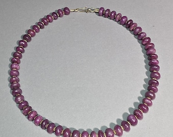 Untreated Indian Ruby Necklace 10 mm Vintage Sterling Silver 75.58g Schmuckrausch Vintage I SV1432