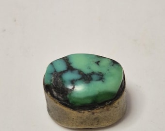 Antique Tibetan turquoise pendant Perak, copper alloy, Himalayan jewelry, Schmuckrausch Vintage 0236