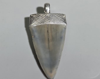 Vintage Mako Shark Tooth Pendant, 925 Sterling Silver, South Carolina Fossil | Surfer Jewelry, Tribal Spirit