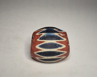 Antique Chevron Bead 33 mm · 7-layer Murano Glass Bead · 16th/17th Century · Historical Trade Bead from Ghana
