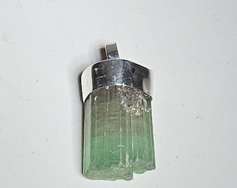 Tourmaline pendant, natural crystal tip, silver, vintage, unique piece, Schmuckrausch Vintage 0355