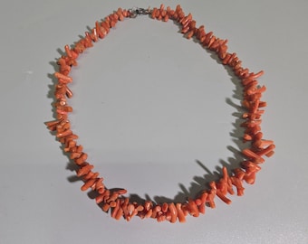 Vintage Italian Natural Coral Branch Necklace – Undyed Red Coral Choker – 36 cm I SR1543