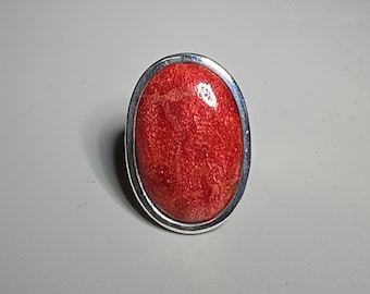 reserved for Soniyya / foam coral ring silver 925 oval cabochon unique Tribal Spirit Gallery 1968