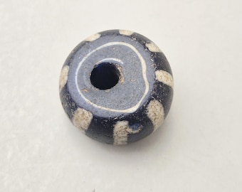 Antique A Speo Chevron Bead • Amsterdam • 18th century • Cobalt blue & white • 22 mm • 12.75 g I 1587