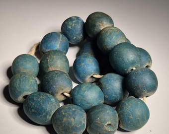 Strand of old glass beads Jatim beads light blue Jember Java Indonesia 694