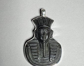 Vintage Tutankhamun Obsidian Pendant 925 Silver Handmade Egypt Style Schmuckrausch Vintage 1294