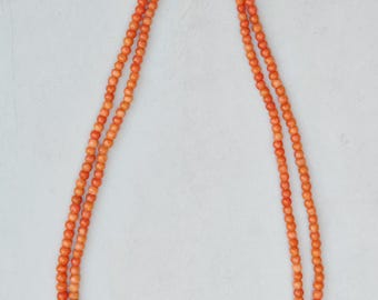 Antique two-row coral necklace historicism – Mediterranean coral orange-red with box clasp & safety chain 1684