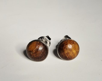 1 pair of bog oak earrings 10 mm stainless steel 316L by Tribal Spirit