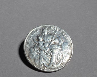 Antique traditional costume brooch made of Madonnataler silver coin | Patrona Bavariae 1868 | Ludwig II Bavaria | Schmuckrausch Vintage I 0312