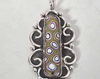 Millefiori Murano Pendant Silver 925 Tribal Spirit Jewelry Rush Vintage 0201