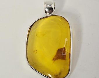 Amber pendant silver 925 translucent Vintage Schmuckrausch Vintage 0204